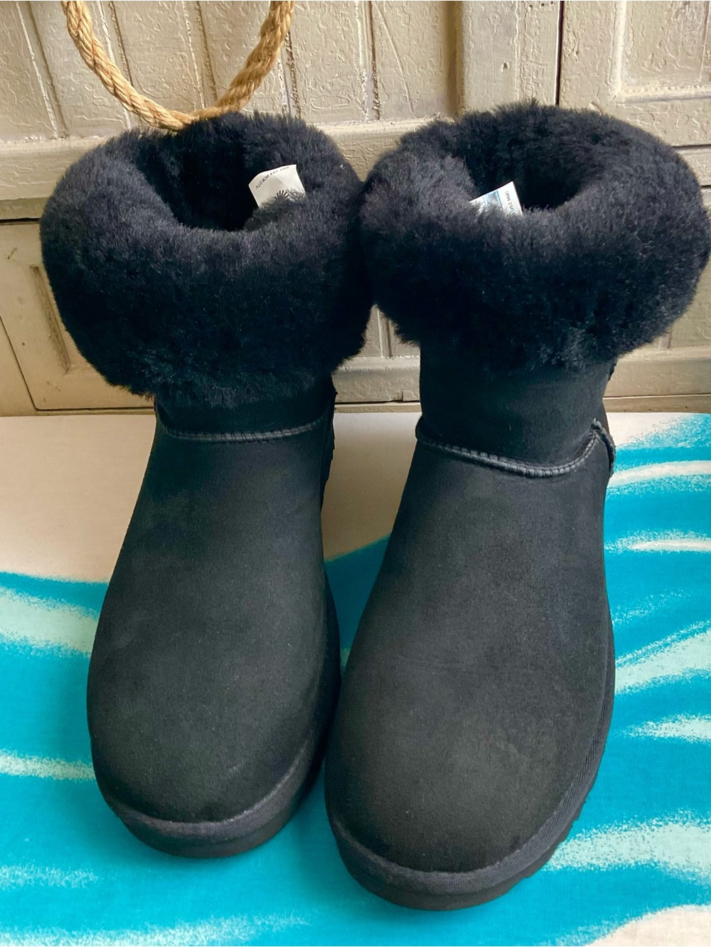 UGG Black Shearling Cuff Short Boots
